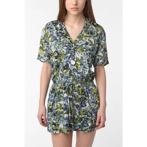 Women's Anthropologie Pins & needles Blue and Green Floral Romper